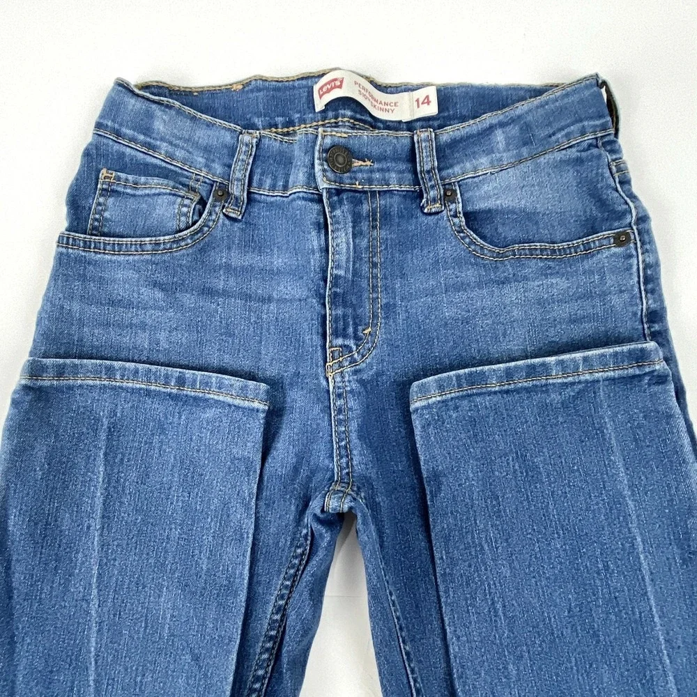 Levi's 510 Performance Stretch Blue Jeans Boys 14 R Medium Wash Skinny Inseam 28